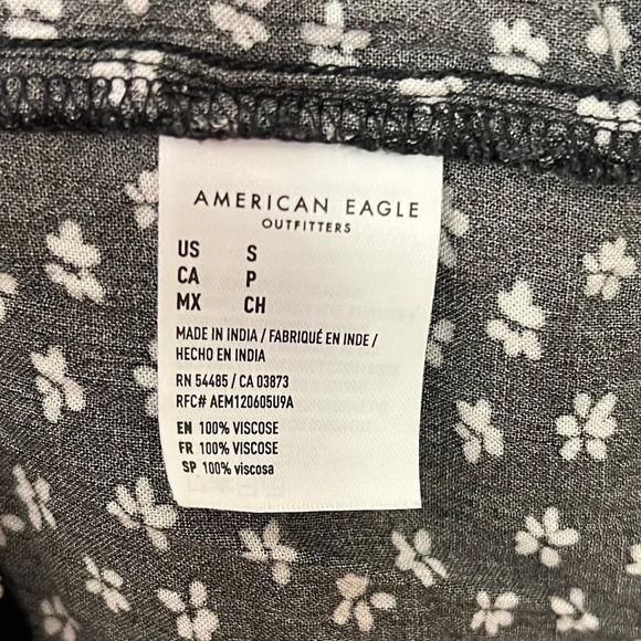 American Eagle Outfitters Black and White Flowy Long Sleeve Mini Dress Sz Small - Picture 6 of 7